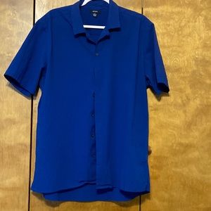 Alfani Crinkle Shirt Gorgeous Blue XL